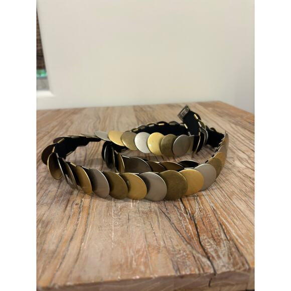 Vintage metal Belt women's stretch Fish scale Gold Tone Circle Boho Hippie - Picture 1 of 5
